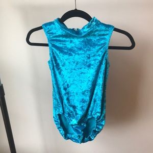 Blue Crushed Velvet Gymnastics Leotard
